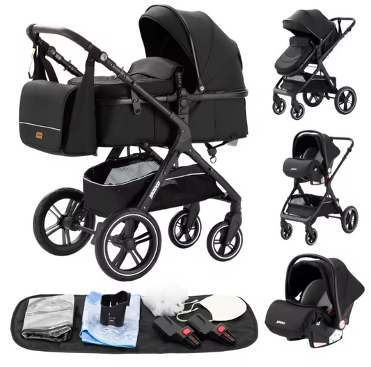 Poussette Bébé 3 en 1 avec Siège Auto et Nacelle – Réversible, Compacte et Confort Premium – Landauluxe