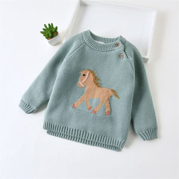 Pull Bébé en Tricot avec Motif Cheval - Cavalière Chic